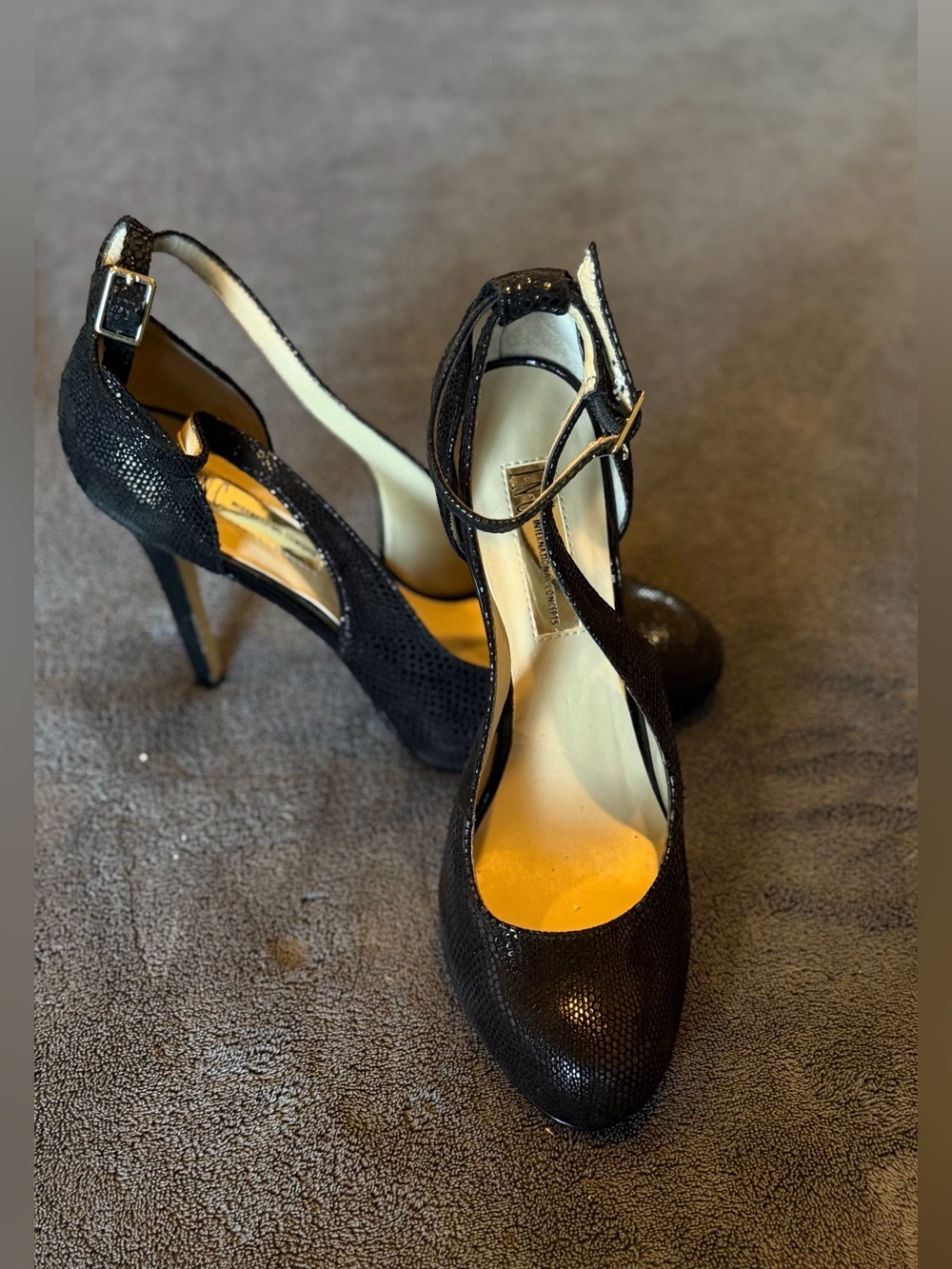 INC International Concepts Black Ankle-Strap Stiletto Pumps